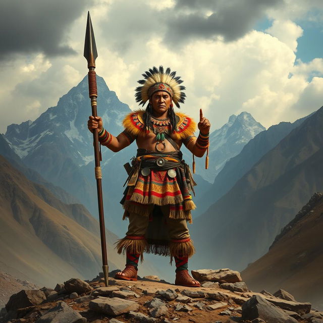 A striking portrayal of Rumiñahui, the fearless indigenous warrior and brilliant strategist