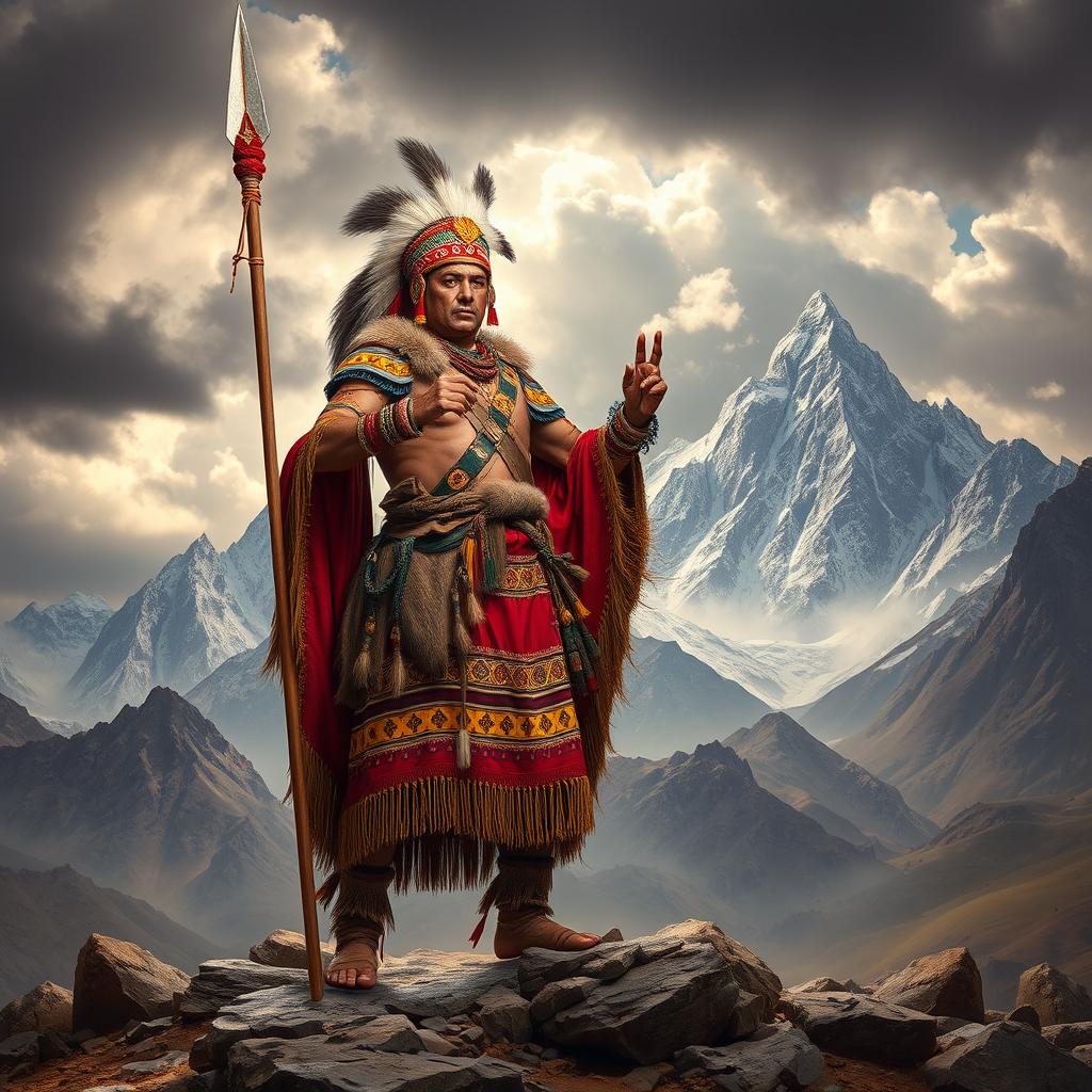 A striking portrayal of Rumiñahui, the fearless indigenous warrior and brilliant strategist