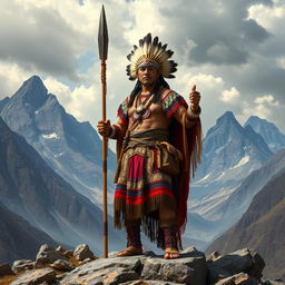 A striking portrayal of Rumiñahui, the fearless indigenous warrior and brilliant strategist