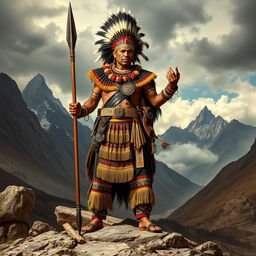 A striking portrayal of Rumiñahui, the fearless indigenous warrior and brilliant strategist