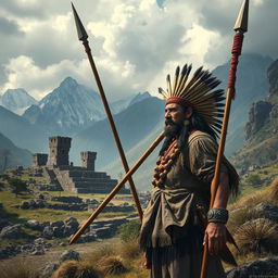 A powerful scene depicting Rumiñahui, the unyielding warrior and strategist, in the aftermath of Atahualpa's assassination by Spanish conquerors
