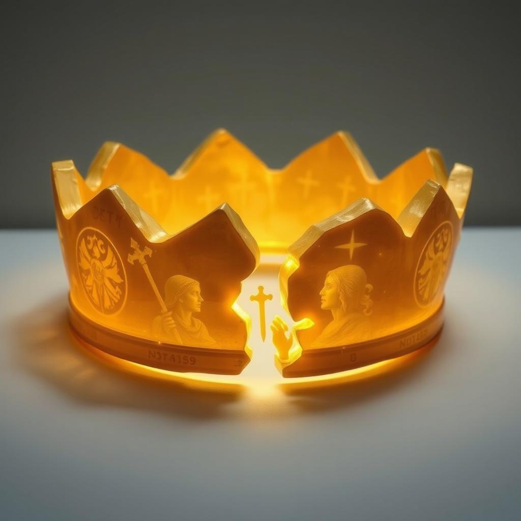 The final fragment of the Crown of Dominion, a jagged piece of divine craftsmanship about the size of a forearm, is displayed prominently