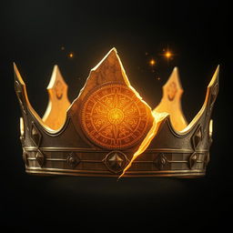 The final fragment of the Crown of Dominion, a jagged piece of divine craftsmanship about the size of a forearm, is showcased as the central piece of a broken crown