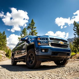 A Chevrolet Avalanche truck parked in a rugged outdoor landscape, showcasing its powerful design and versatility