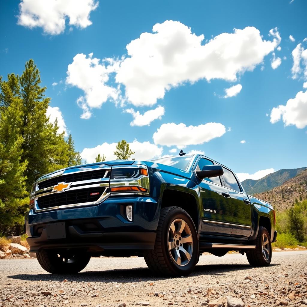 A Chevrolet Avalanche truck parked in a rugged outdoor landscape, showcasing its powerful design and versatility
