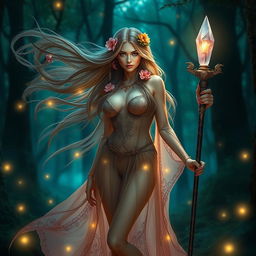 A seductive priestess standing at 1