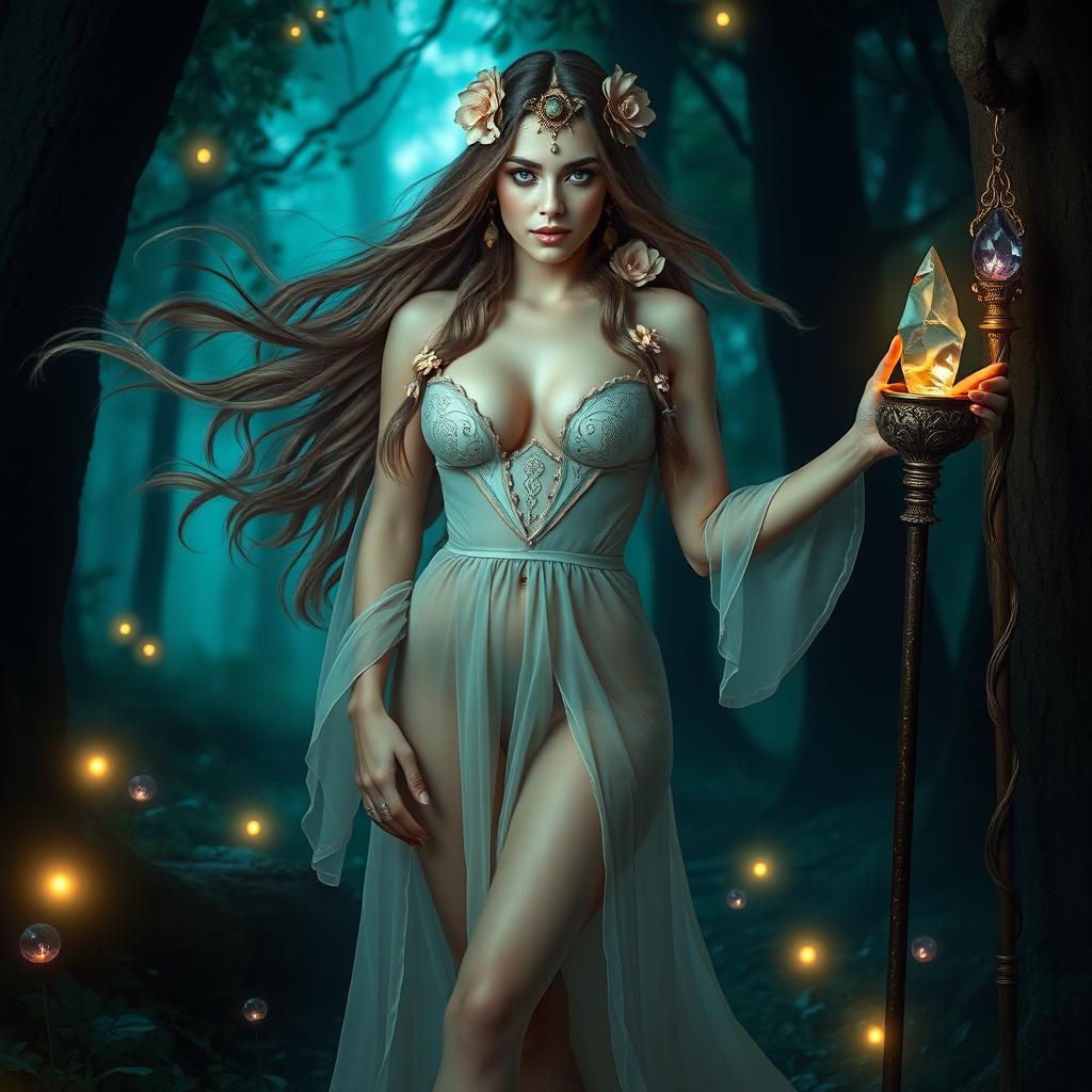 A seductive priestess standing at 1