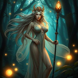 A seductive priestess standing at 1