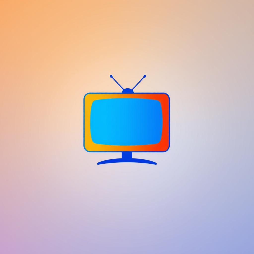 A modern and sleek design of a television logo, featuring a stylized flat screen TV outline, vibrant colors like blue and orange, and bold, contemporary typography