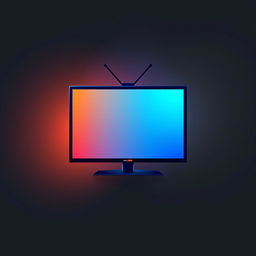 A modern and sleek design of a television logo, featuring a stylized flat screen TV outline, vibrant colors like blue and orange, and bold, contemporary typography