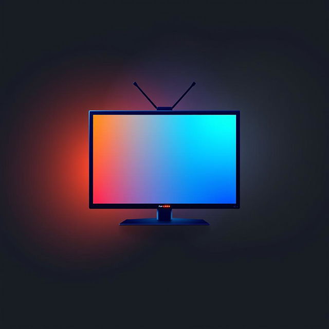 A modern and sleek design of a television logo, featuring a stylized flat screen TV outline, vibrant colors like blue and orange, and bold, contemporary typography