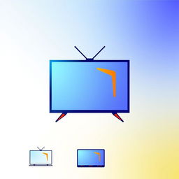 A modern and sleek design of a television logo, featuring a stylized flat screen TV outline, vibrant colors like blue and orange, and bold, contemporary typography