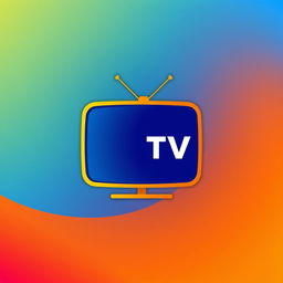 A modern and sleek design of a television logo, featuring a stylized flat screen TV outline, vibrant colors like blue and orange, and bold, contemporary typography