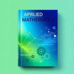 A captivating cover design for a textbook titled 'Applied Mathematics', showcasing a sleek, modern aesthetic