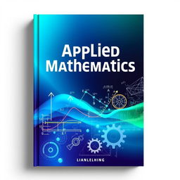 A captivating cover design for a textbook titled 'Applied Mathematics', showcasing a sleek, modern aesthetic