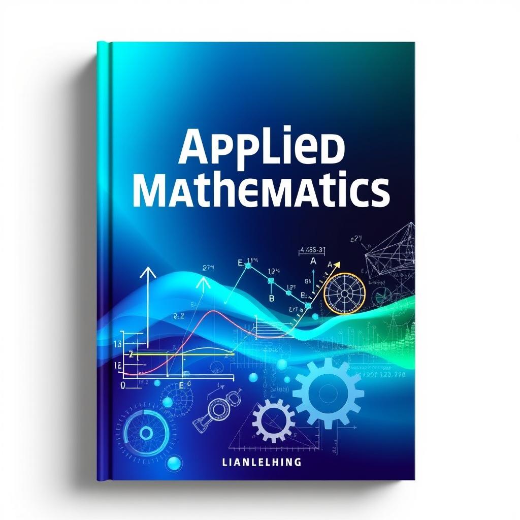 A captivating cover design for a textbook titled 'Applied Mathematics', showcasing a sleek, modern aesthetic