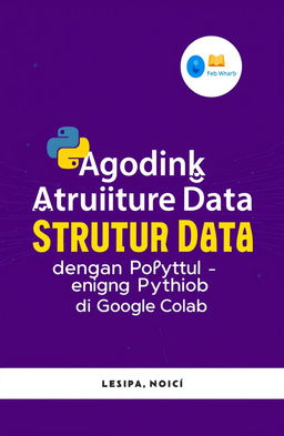 A captivating and modern book cover design for "Ngoding Asyik Struktur Data dengan Python di Google Colab"