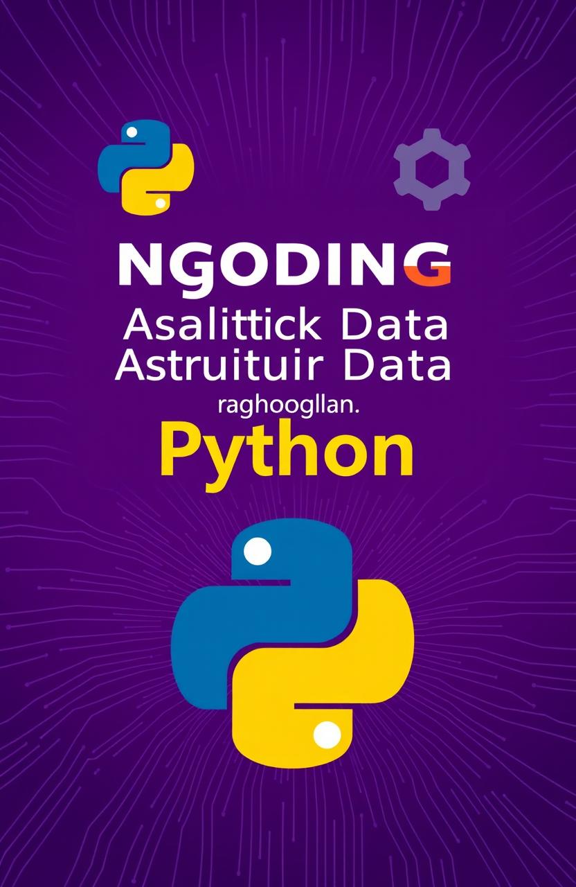 A captivating and modern book cover design for "Ngoding Asyik Struktur Data dengan Python di Google Colab"