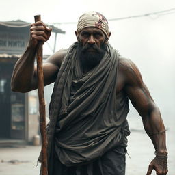 A large, 10-foot tall figure named Ashwadham, resembling a beggar with ragged clothes that accentuate his enormous body