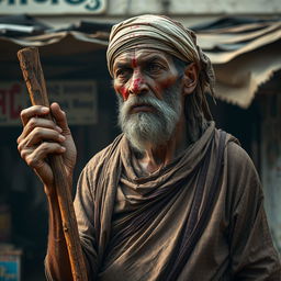 A large, 10-foot tall figure named Ashwadham, resembling a beggar with ragged clothes that accentuate his enormous body