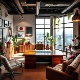 An intricate office space filled with modern design elements