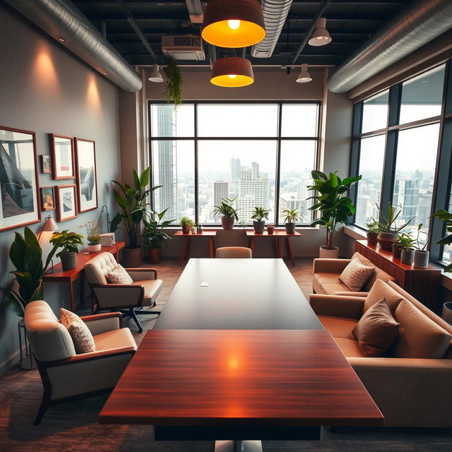 An intricate office space filled with modern design elements