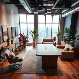 An intricate office space filled with modern design elements