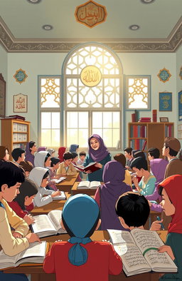 A visually striking illustration representing the concept of the islamization of education
