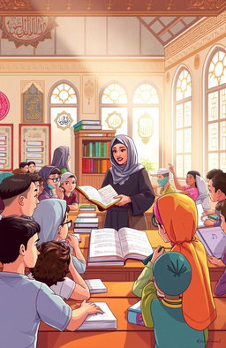 A visually striking illustration representing the concept of the islamization of education