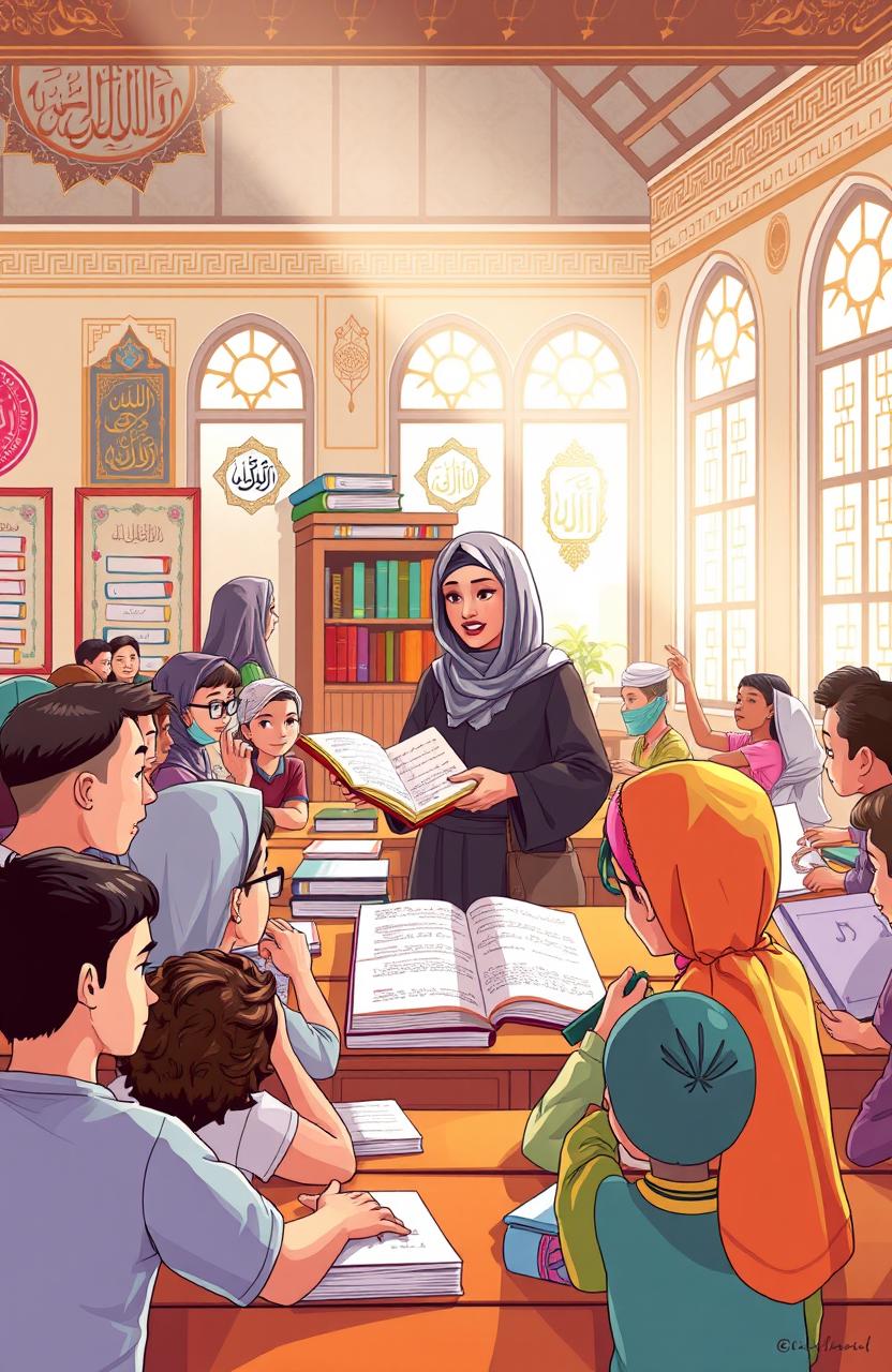 A visually striking illustration representing the concept of the islamization of education