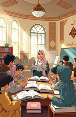 A visually striking illustration representing the concept of the islamization of education