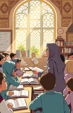 A visually striking illustration representing the concept of the islamization of education