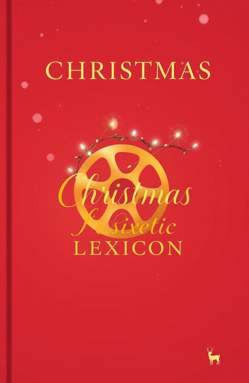 A book cover for 'Christmas Cinematic Lexicon' featuring a minimalist and elegant design that encapsulates the warmth, nostalgia, and festive spirit of Christmas