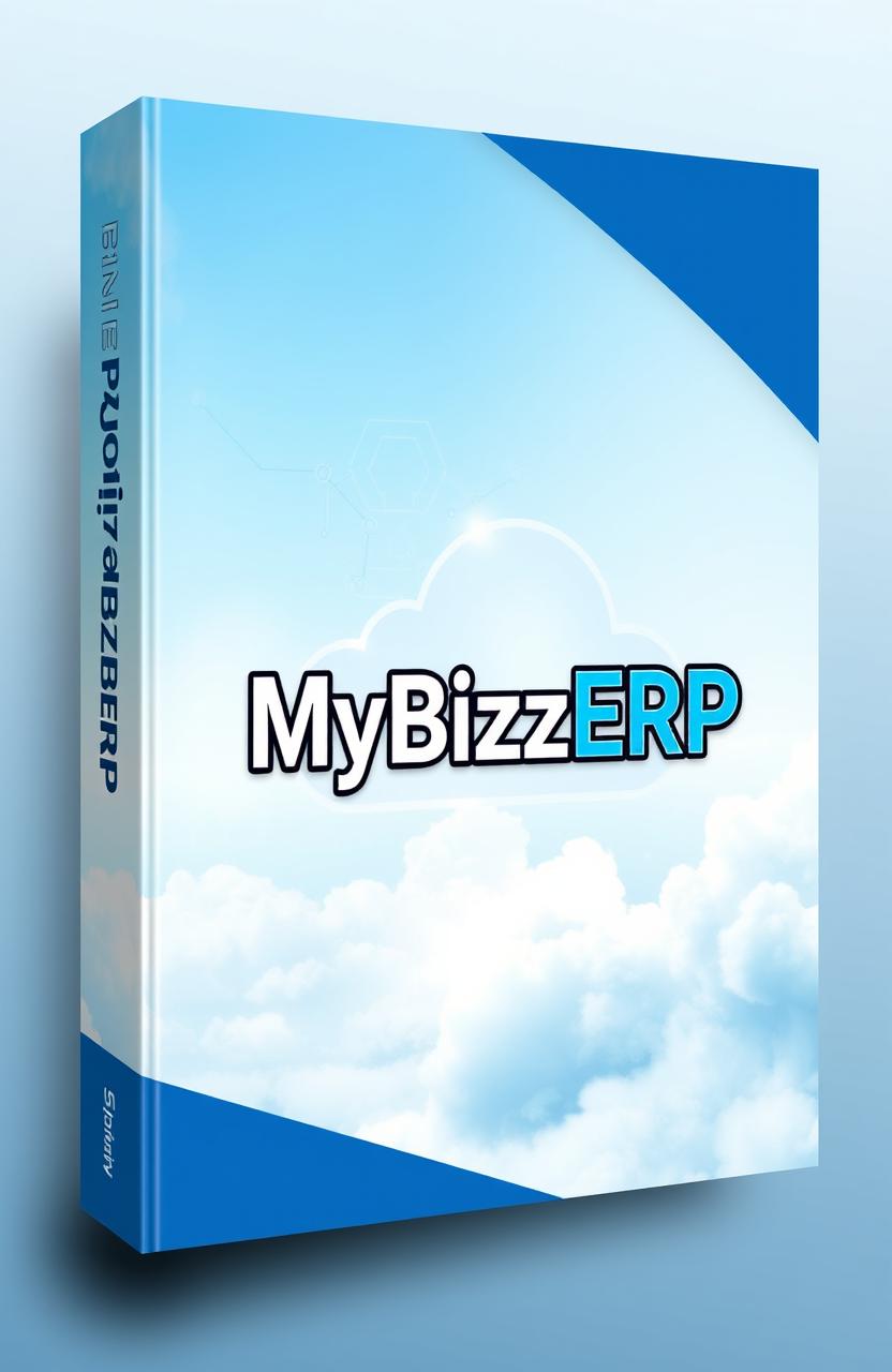 Book cover design for an ERP product titled 'MyBizzERP'