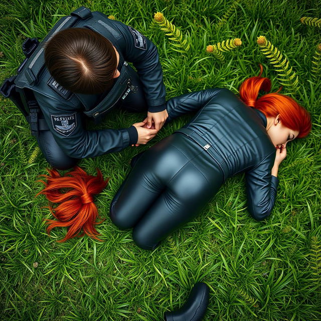 A highly detailed digital artwork in realism style, showcasing a scene from a police operation