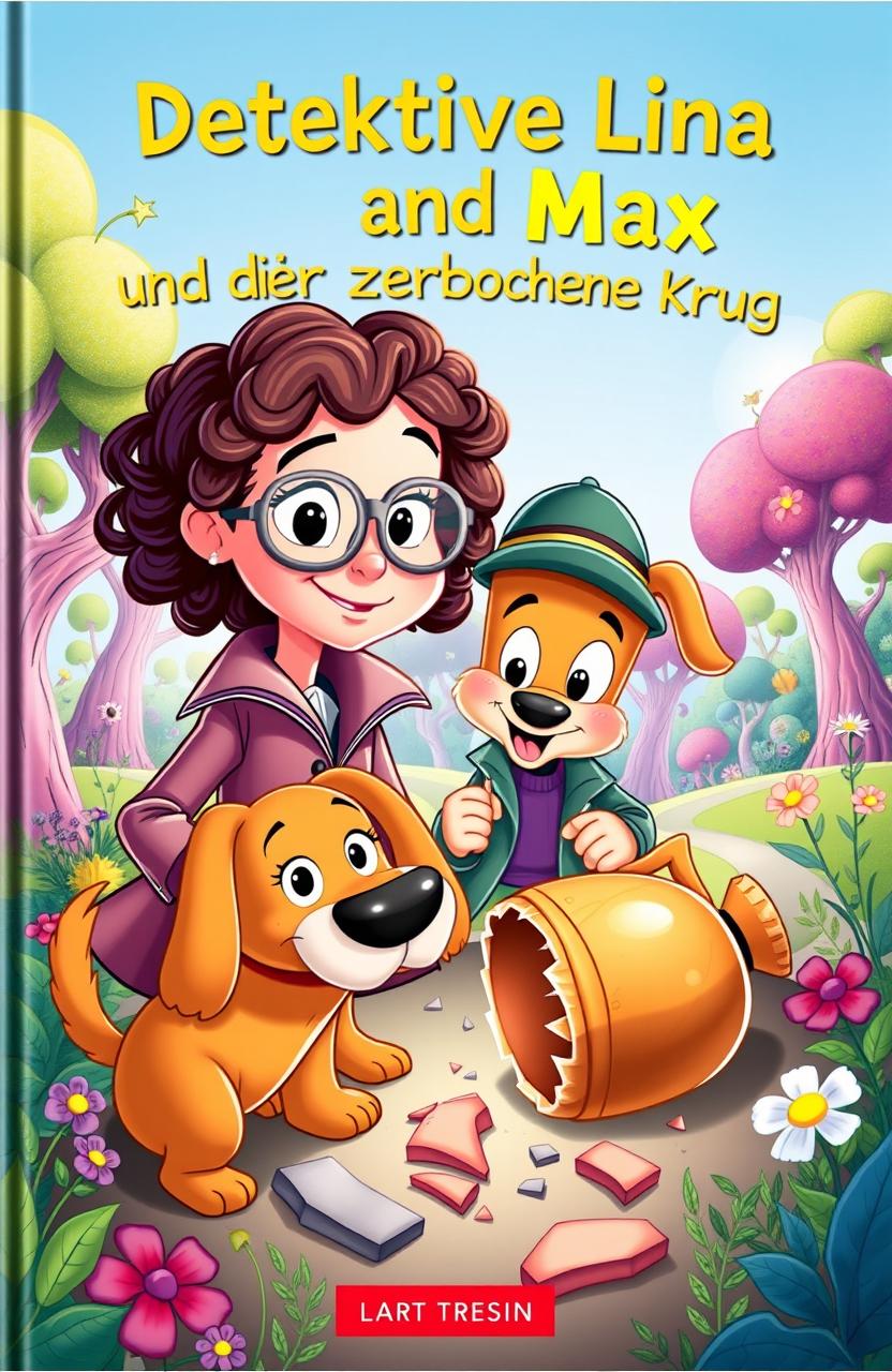 A colorful and engaging children's book cover featuring the characters Detective Lina and Max