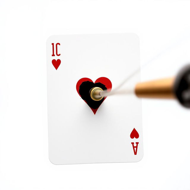 A close-up of a playing card, specifically the ten of hearts, set against a plain white background