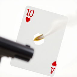 A close-up of a playing card, specifically the ten of hearts, set against a plain white background
