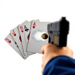 A close-up of five playing cards: the five of hearts, the four of clovers, the ace of diamonds, the six of spades, and the ten of hearts