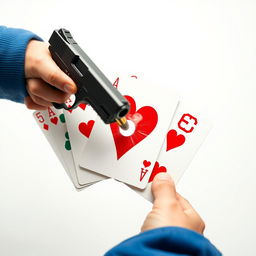 A close-up of five playing cards: the five of hearts, the four of clovers, the ace of diamonds, the six of spades, and the ten of hearts