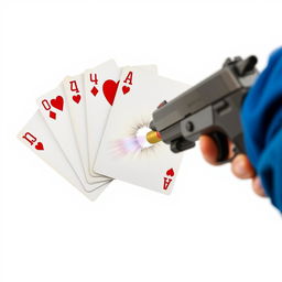 A close-up of five playing cards: the five of hearts, the four of clovers, the ace of diamonds, the six of spades, and the ten of hearts