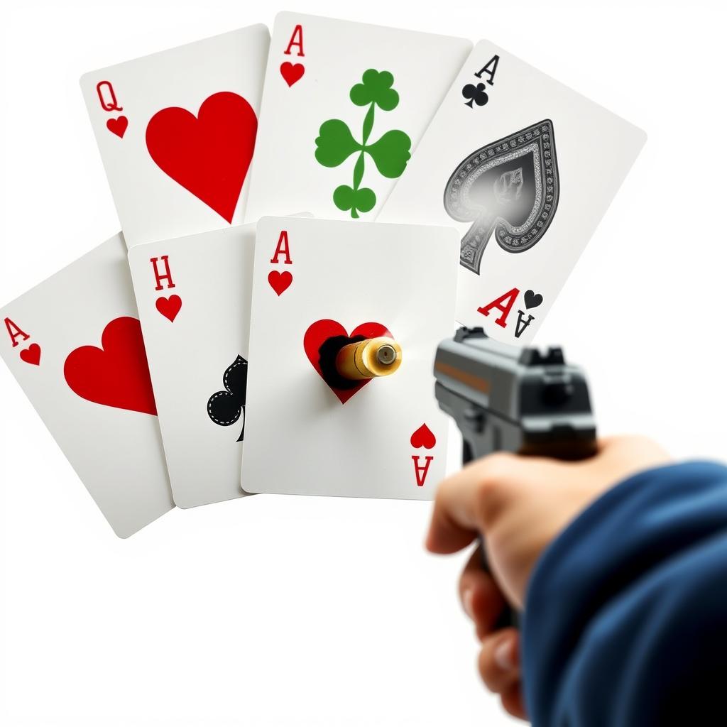 A close-up of five playing cards: the five of hearts, the four of clovers, the ace of diamonds, the six of spades, and the ten of hearts