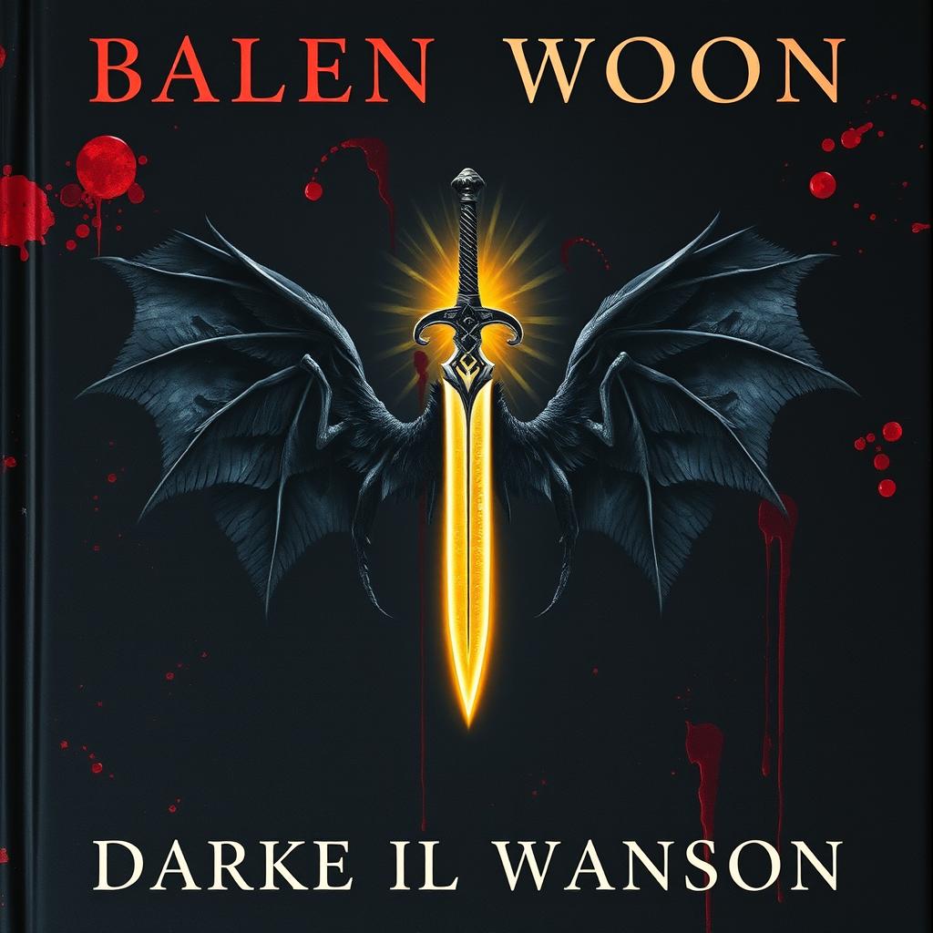 A book cover featuring a menacing black background, richly splattered with both fresh and faded blood, enhancing the sinister atmosphere