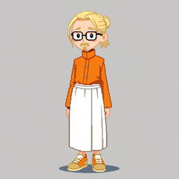 A pixel character in the style of 16 bits, representing a 30-year-old monk with a narrow face and European features
