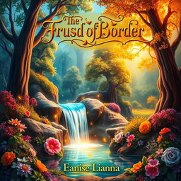 A captivating and imaginative book cover featuring a whimsical landscape with vibrant colors