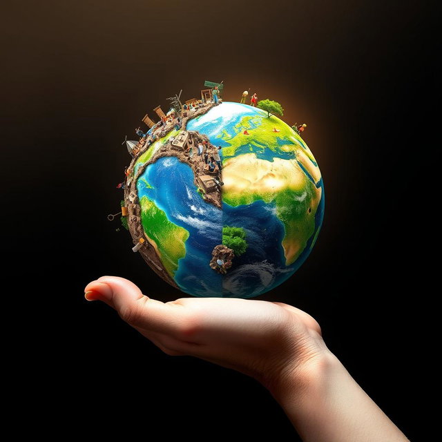 A captivating book cover featuring a hand gently holding the Earth