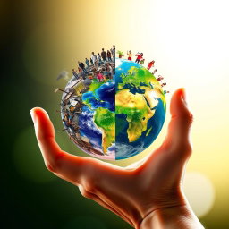 A captivating book cover featuring a hand gently holding the Earth