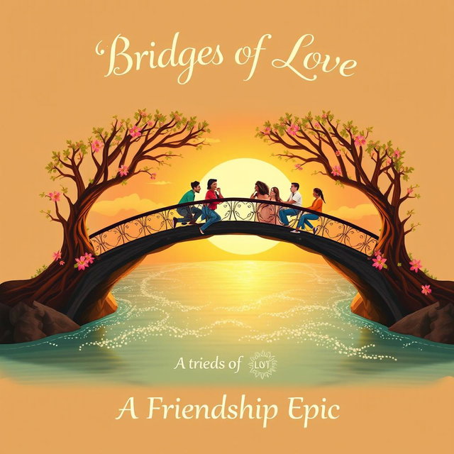 An enchanting cover design for the book entitled 'Bridges of Love; A Friendship Epic'