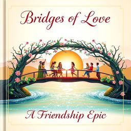 An enchanting cover design for the book entitled 'Bridges of Love; A Friendship Epic'