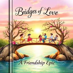 An enchanting cover design for the book entitled 'Bridges of Love; A Friendship Epic'
